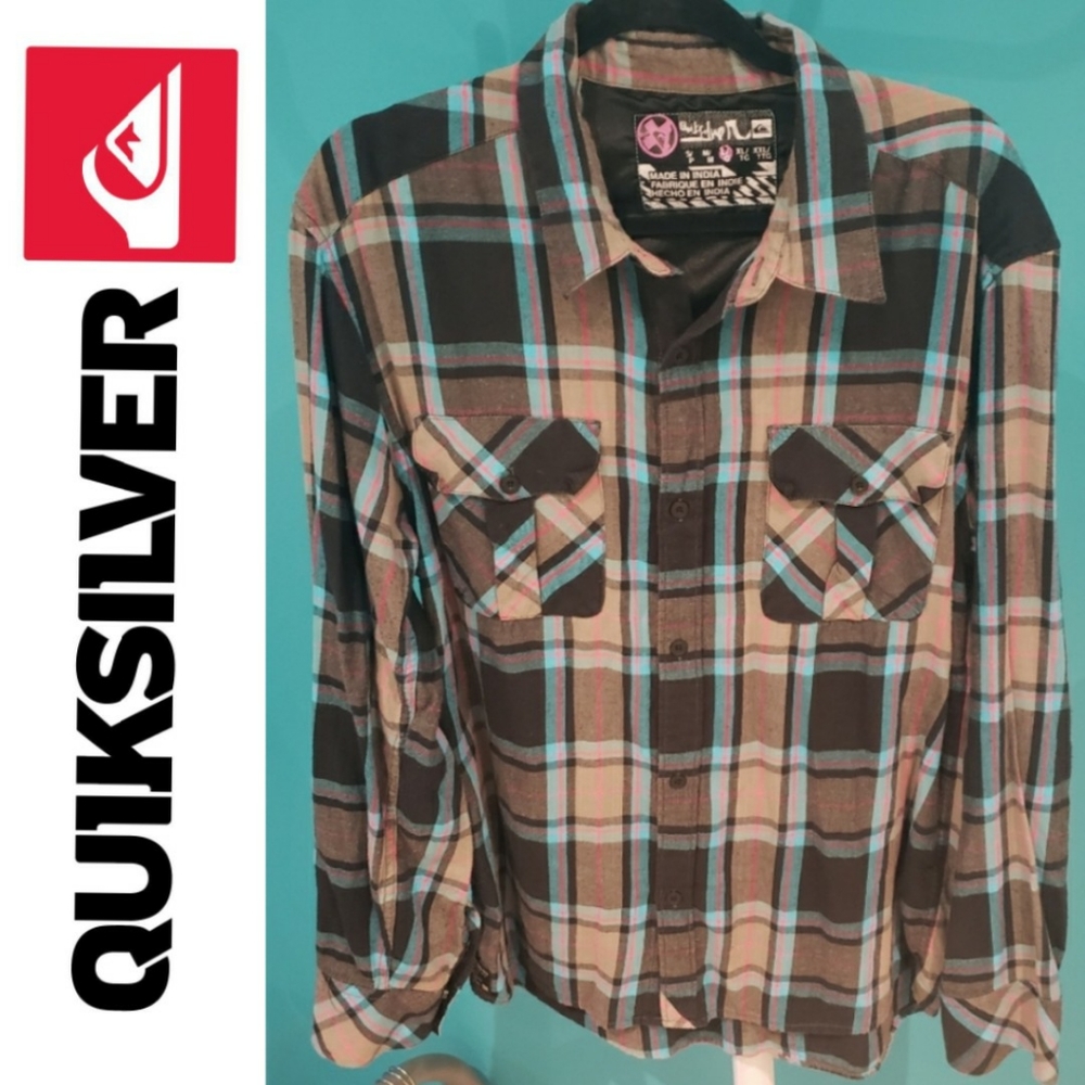Quicksilver Plaid Button Down Long Sleeve Flannel